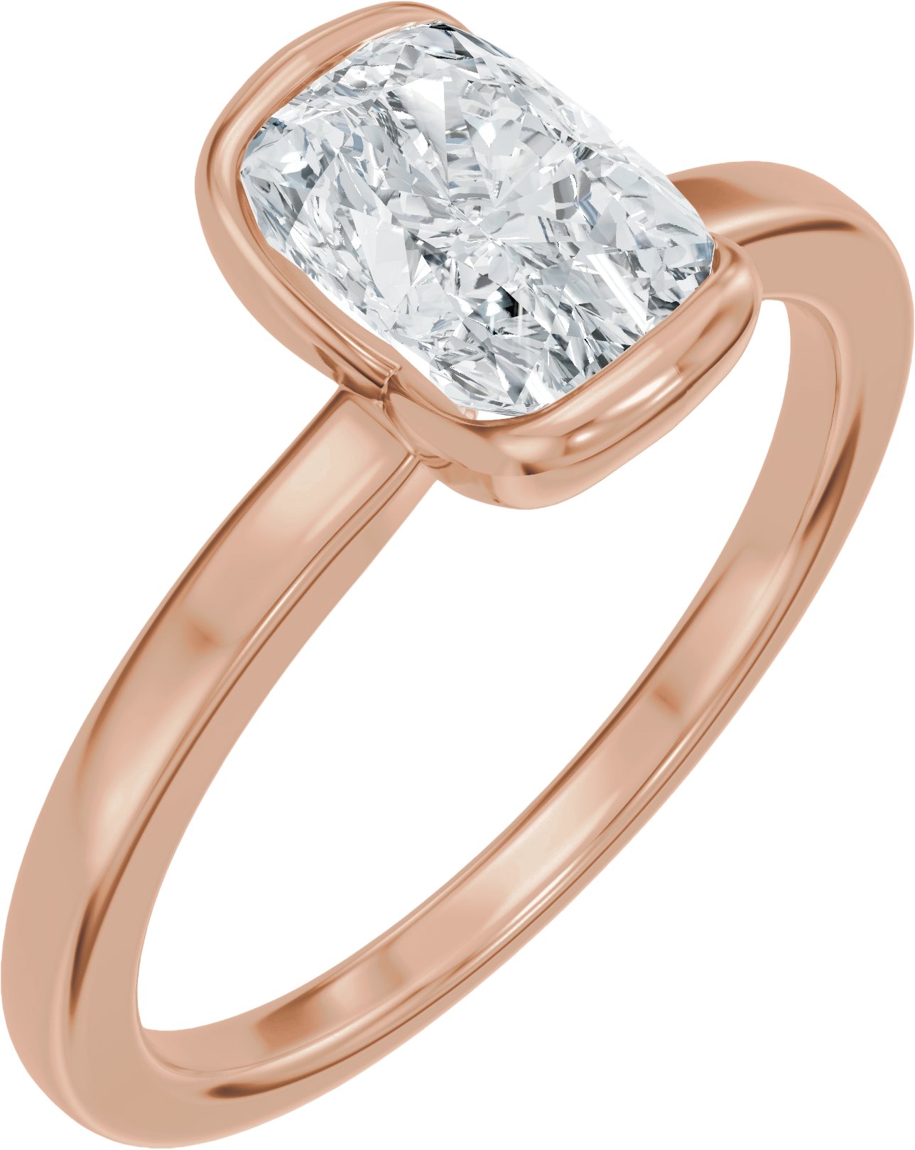 Half Bezel Solitaire Engagement Ring or Band