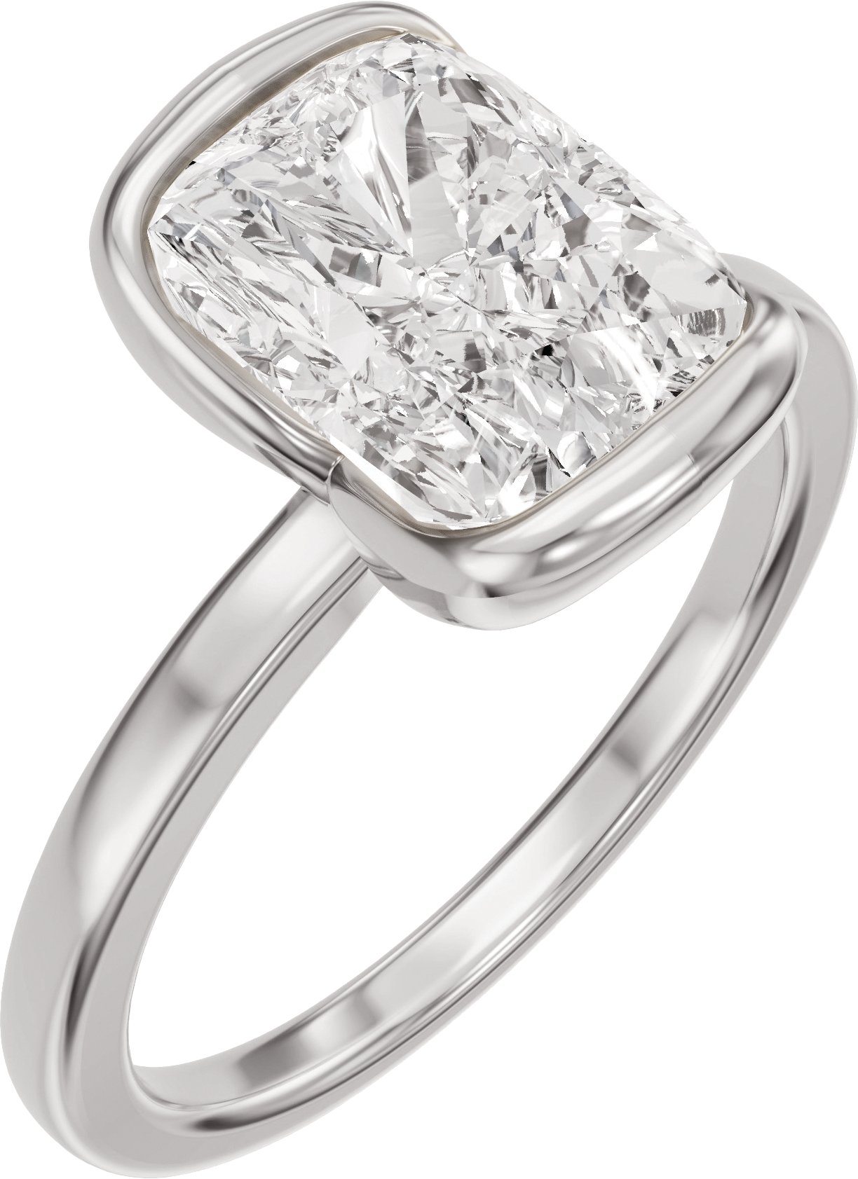 Half Bezel Solitaire Engagement Ring or Band