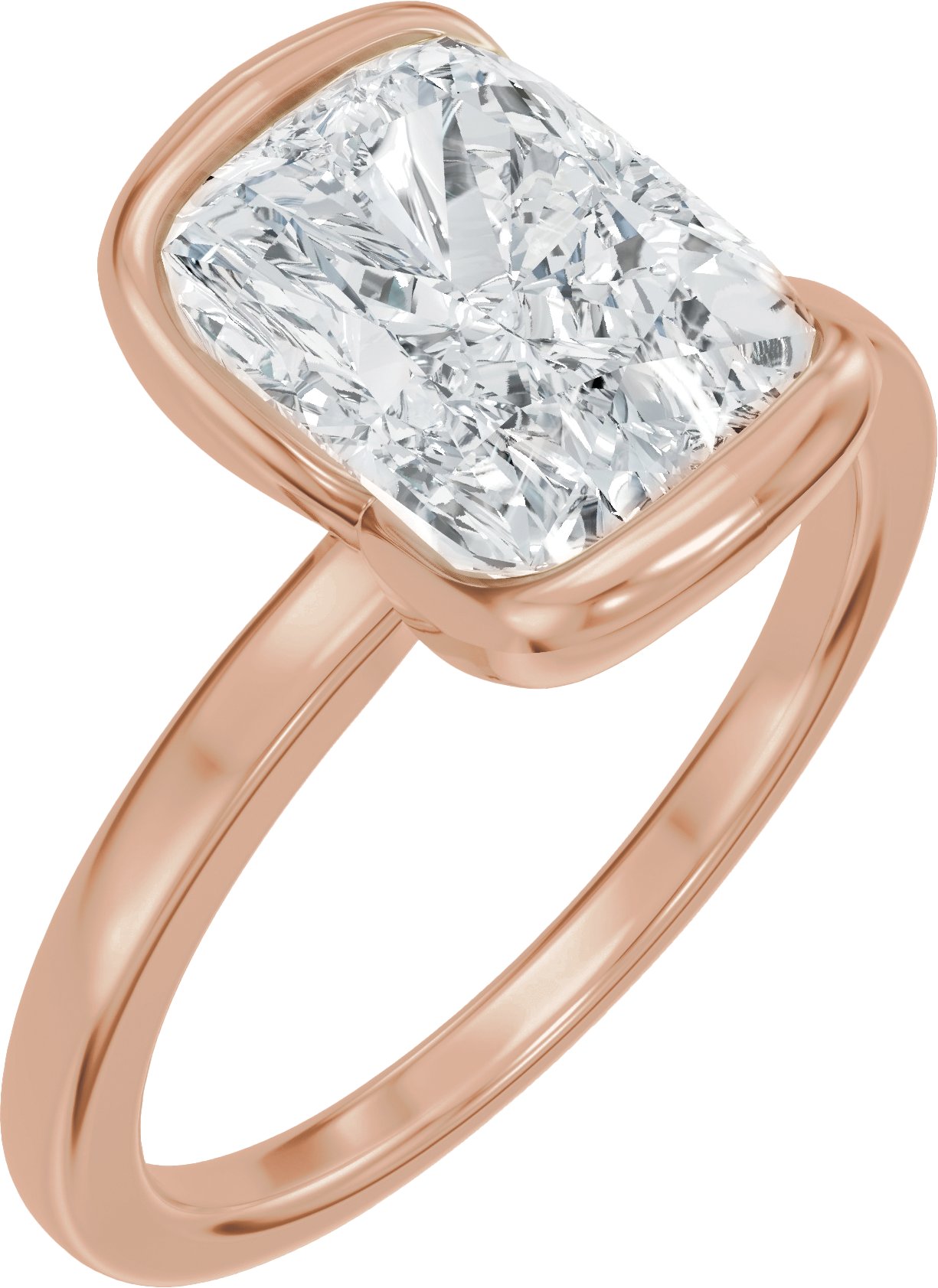 Half Bezel Solitaire Engagement Ring or Band