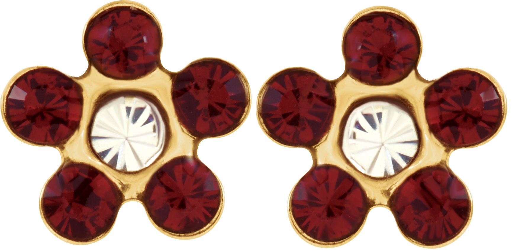 14K Yellow Imitation Garnet Inverness® Piercing Earrings