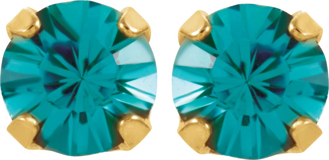 14K Yellow Imitation Blue Zircon Inverness&reg; Piercing Earrings