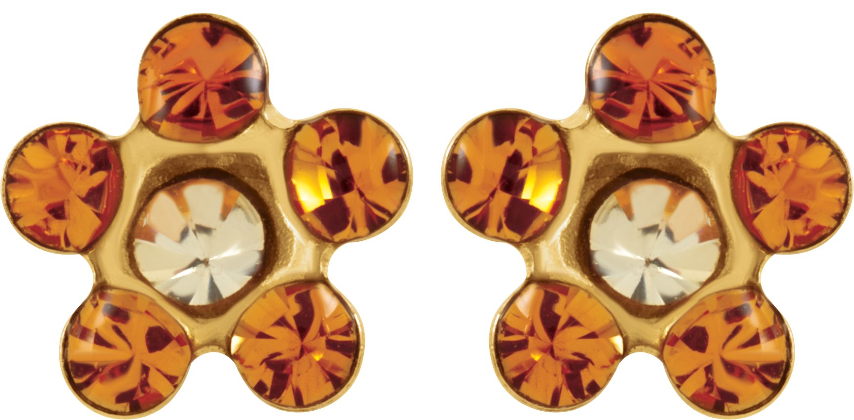 14K Yellow Imitation Citrine Inverness® Piercing Earrings