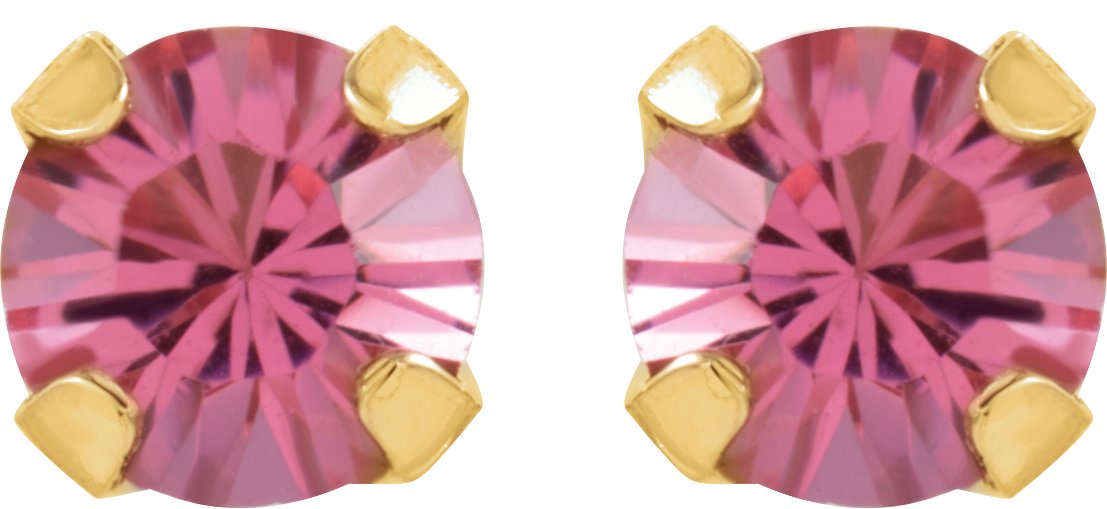 14K Yellow Imitation Pink Tourmaline Inverness® Piercing Earrings