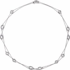 Sterling Silver Rhodium-Plated Imitation White Cubic Zirconia Station 36" Necklace 