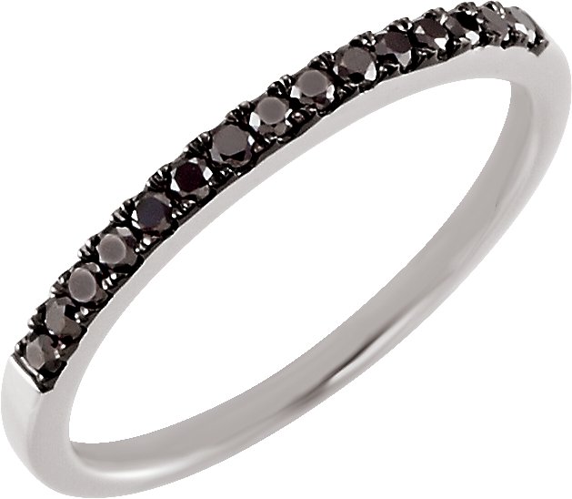 14K White 1/5 CTW Black Diamond Band