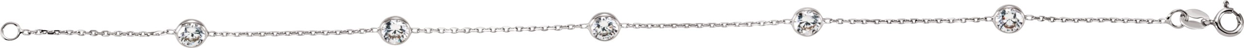 14K White Imitation White Cubic Zirconia 5-Station 7 Bracelet 