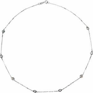 Sterling Silver 4 mm Round Imitation White Cubic Zirconia 8-Station 16" Necklace