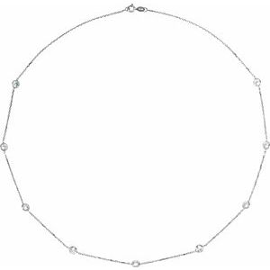 Sterling Silver 4 mm Round Imitation White Cubic Zirconia 9-Station 18" Necklace