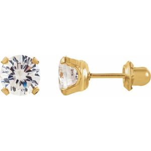 Inverness 14K Yellow Gold Butterfly Cubic Zirconia Button Earrings 
