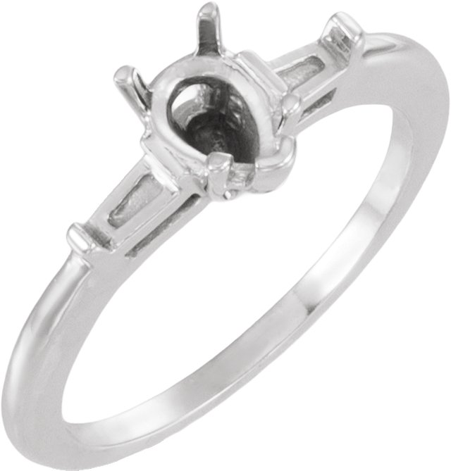 V-End Baguette Accented Engagement Ring