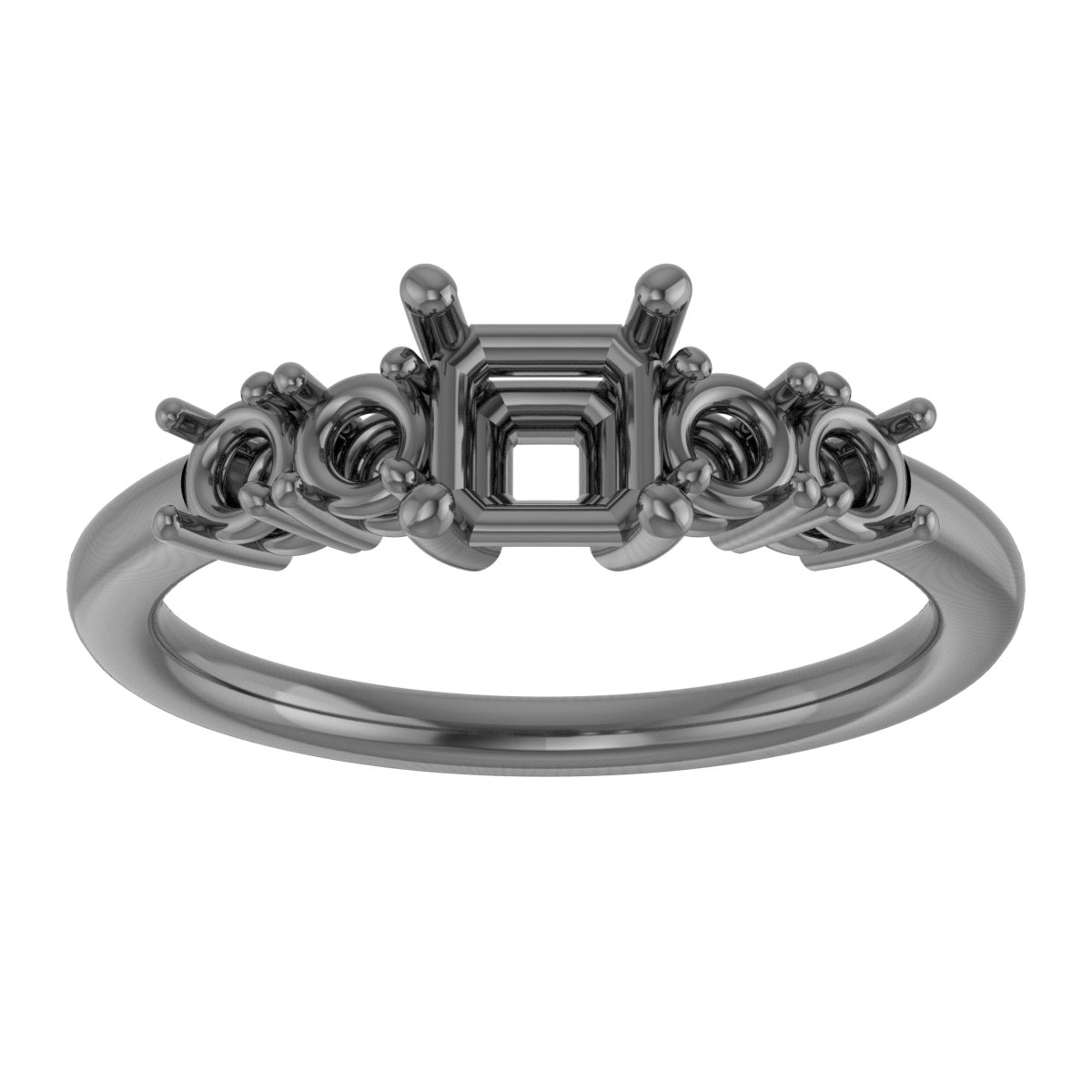 6.5 mm Square Engagement Ring Mounting view 3