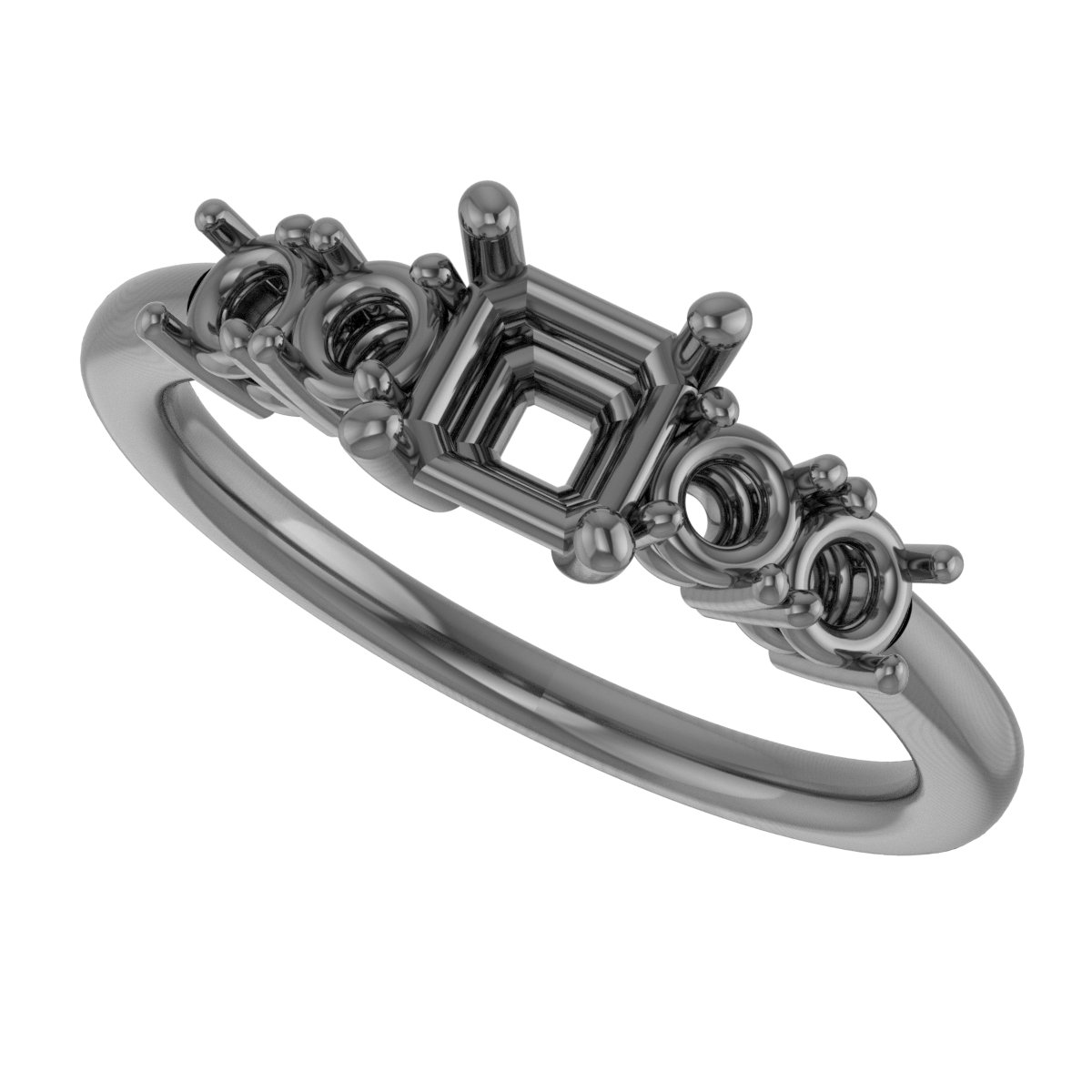 6.5 mm Square Engagement Ring Mounting view 5