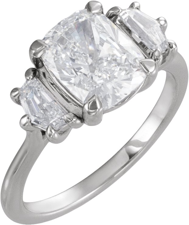 Claw-Prong Three-Stone Engagement Ring or Band