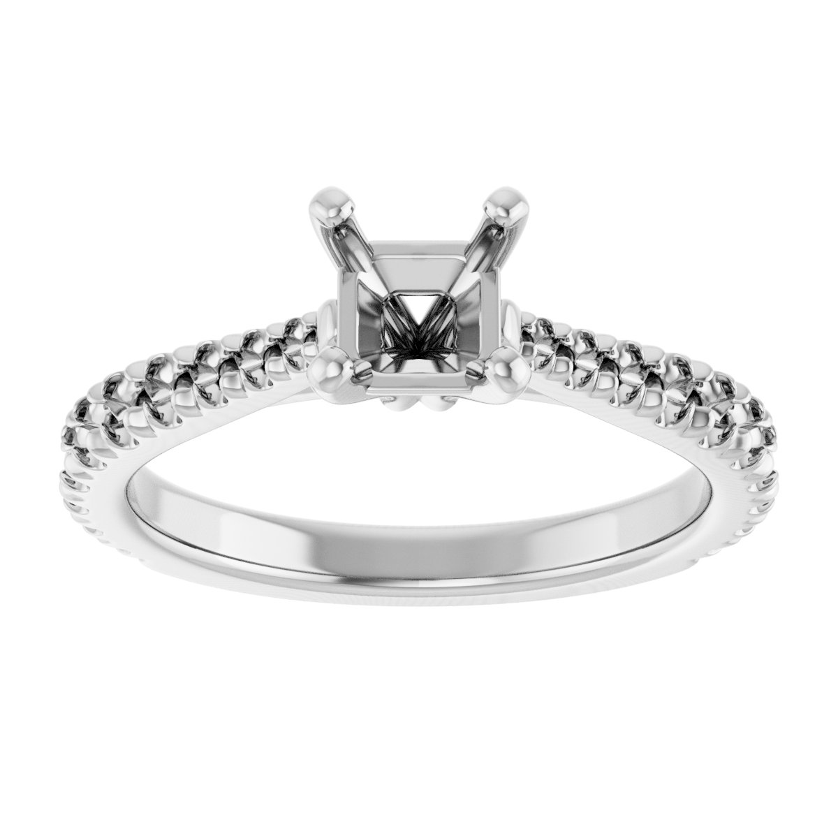 7x7 mm Heart Engagement Ring Mounting view 3