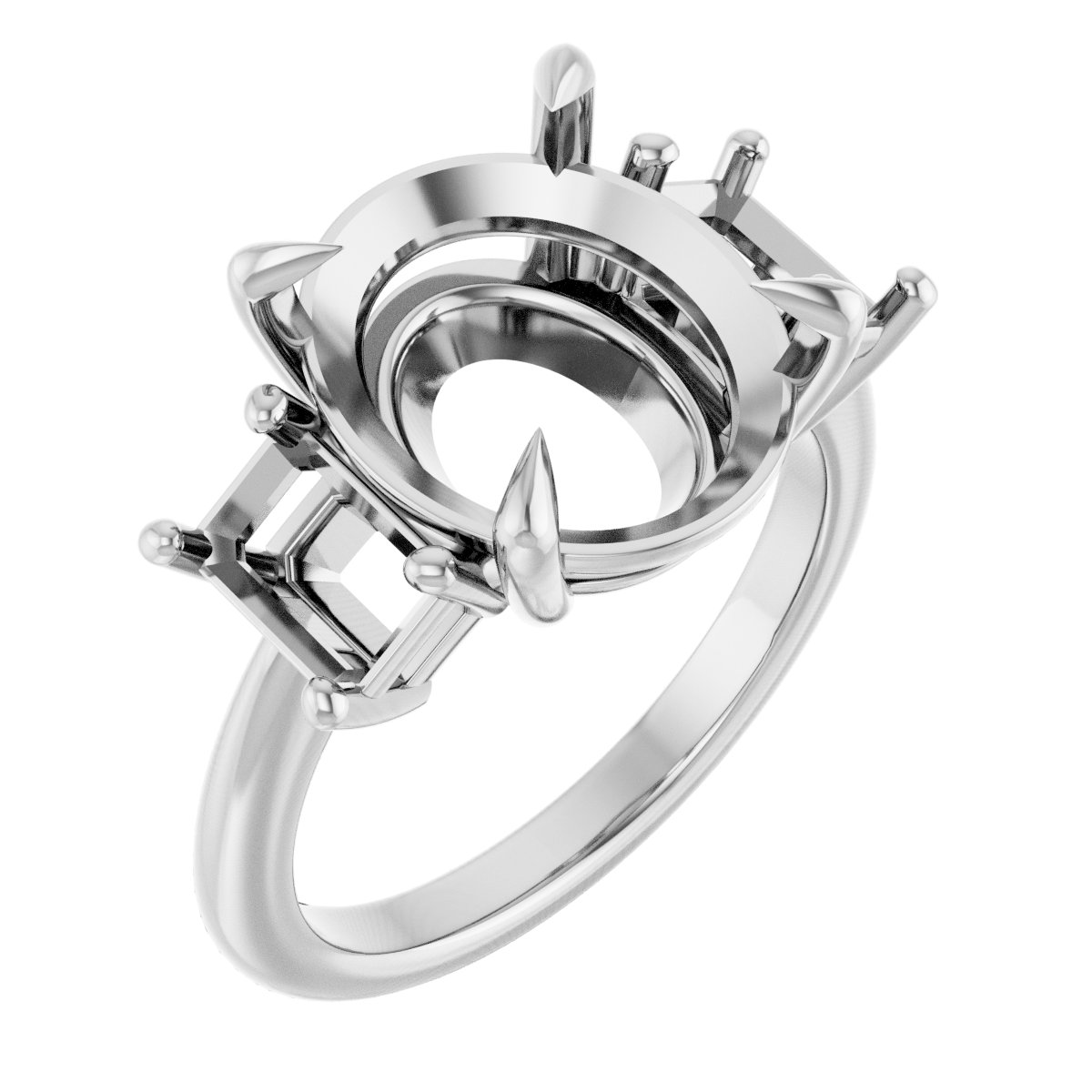 Claw-Prong Three-Stone Engagement Ring