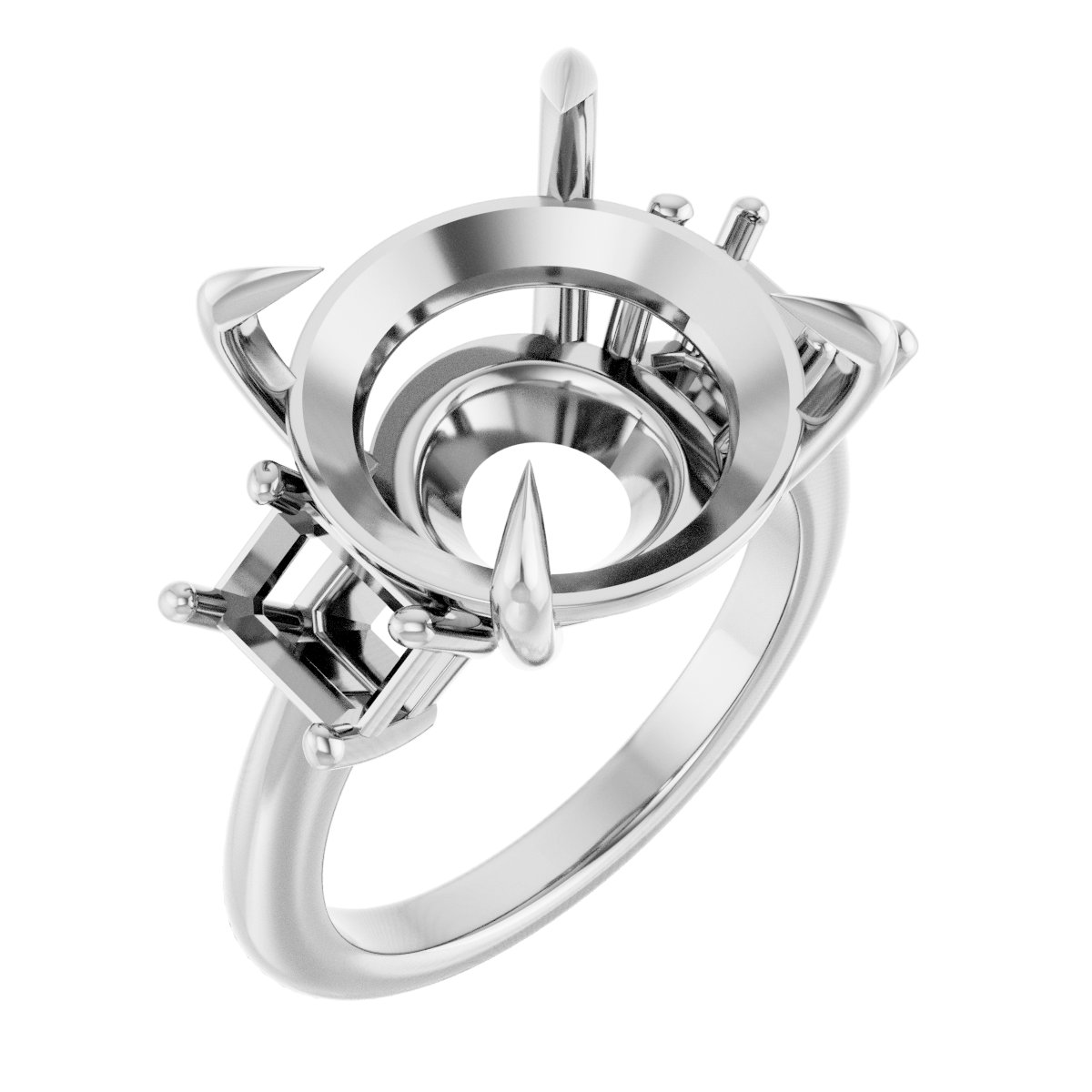 Claw-Prong Three-Stone Engagement Ring