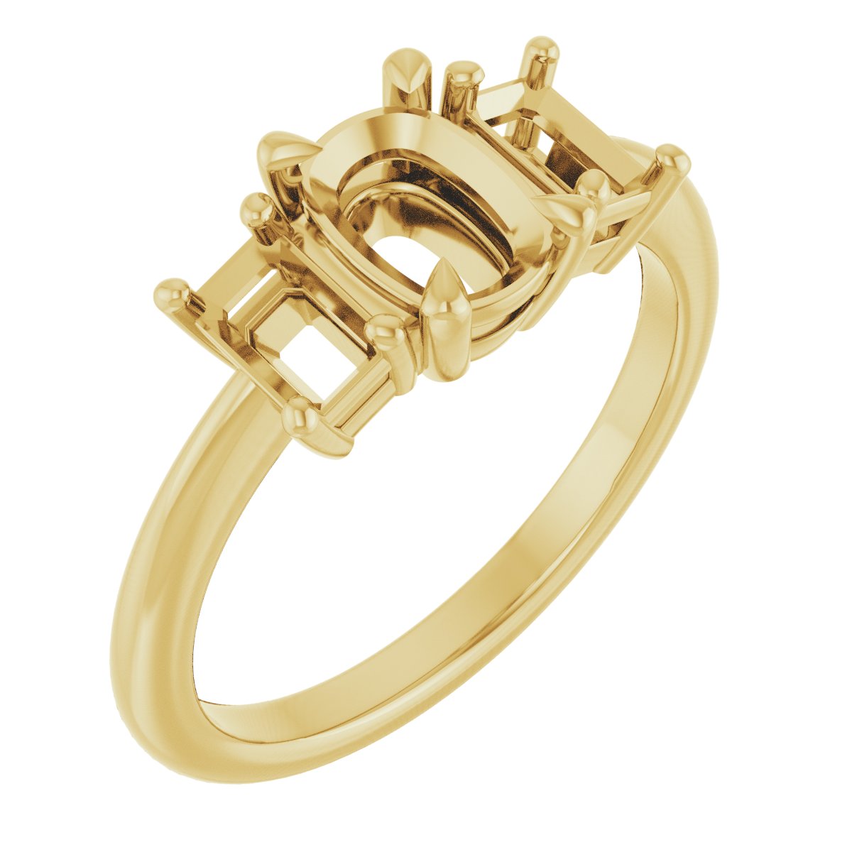 Claw-Prong Three-Stone Engagement Ring