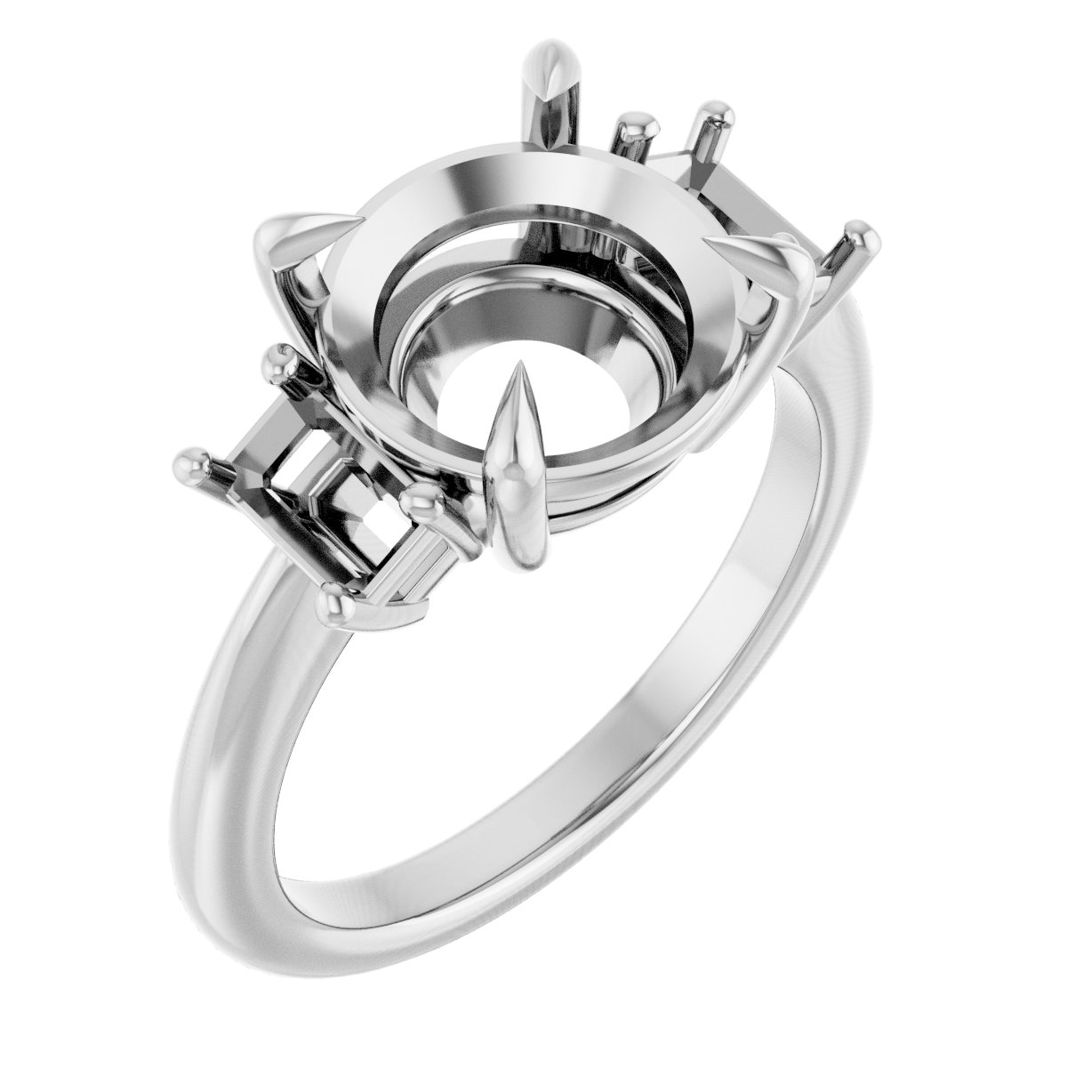 Claw-Prong Three-Stone Engagement Ring