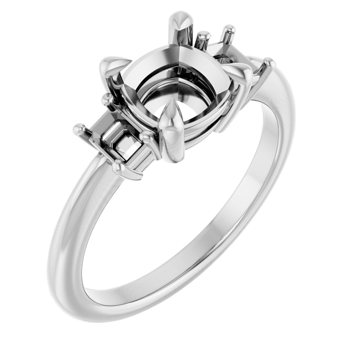 Claw-Prong Three-Stone Engagement Ring