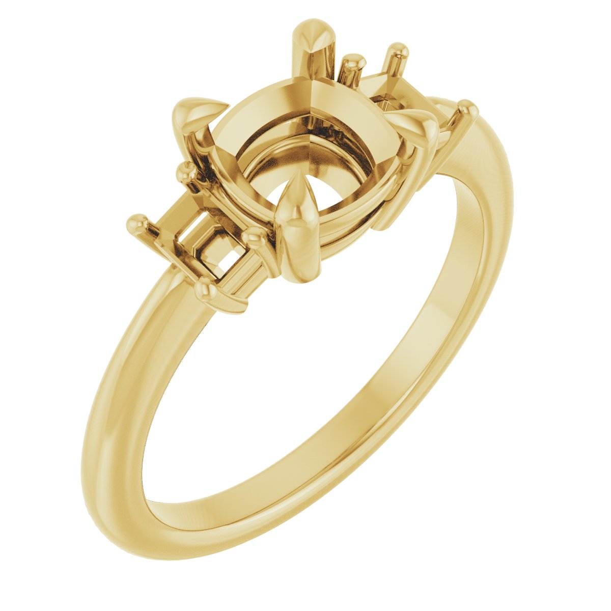Claw-Prong Three-Stone Engagement Ring
