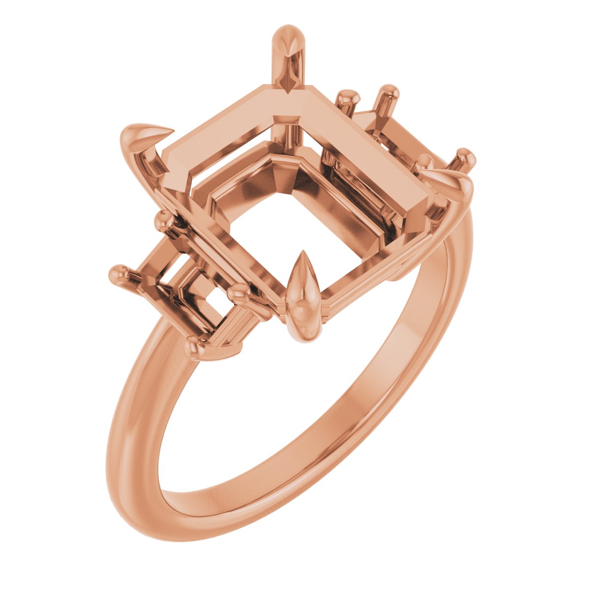 Claw-Prong Three-Stone Engagement Ring