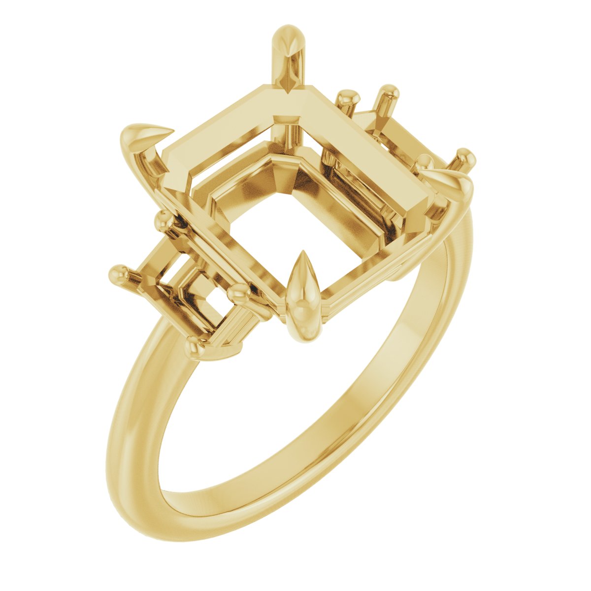 Claw-Prong Three-Stone Engagement Ring