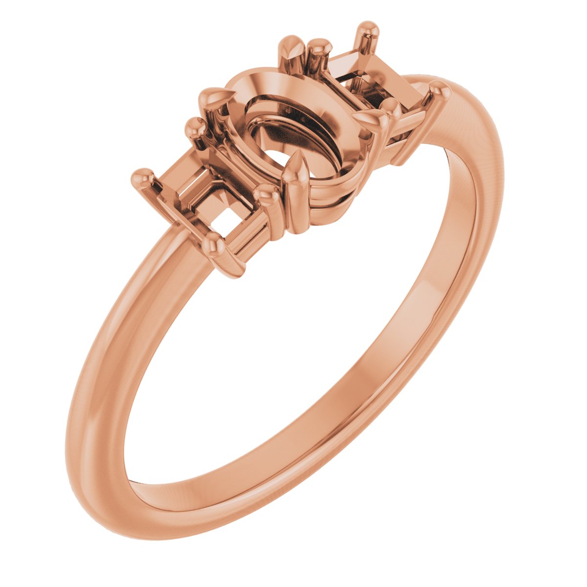 Claw-Prong Three-Stone Engagement Ring