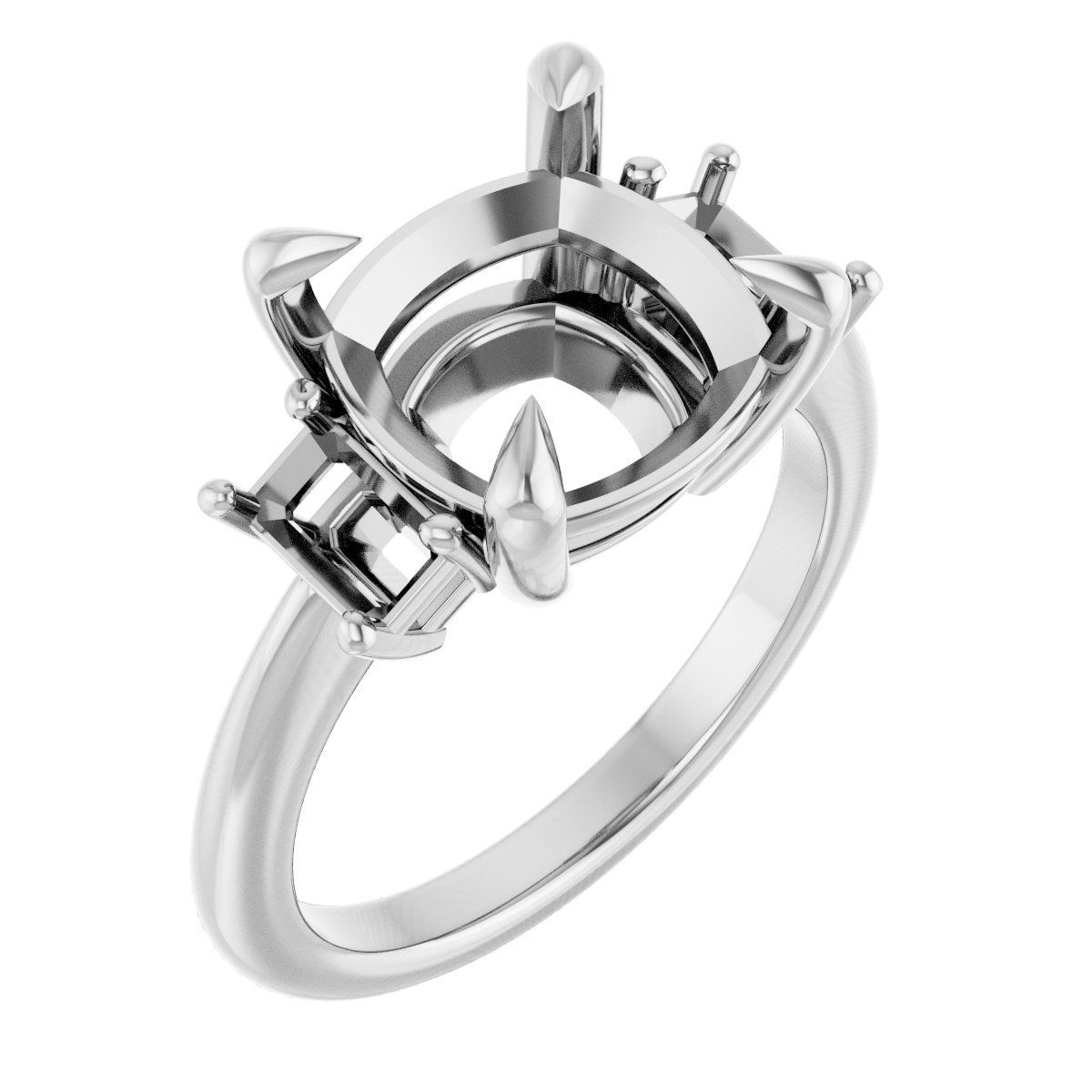 Claw-Prong Three-Stone Engagement Ring