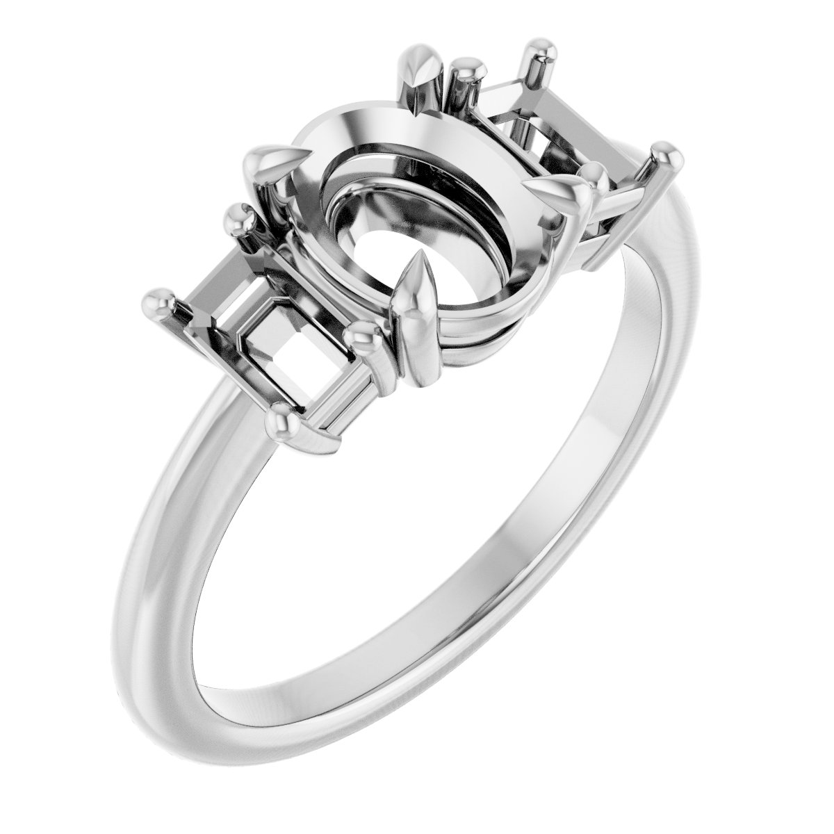 Claw-Prong Three-Stone Engagement Ring