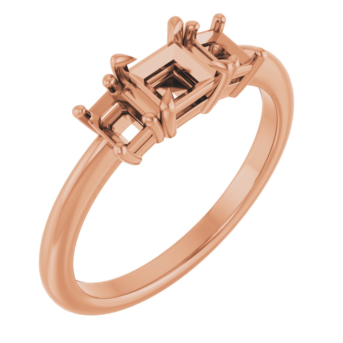 Claw-Prong Three-Stone Engagement Ring