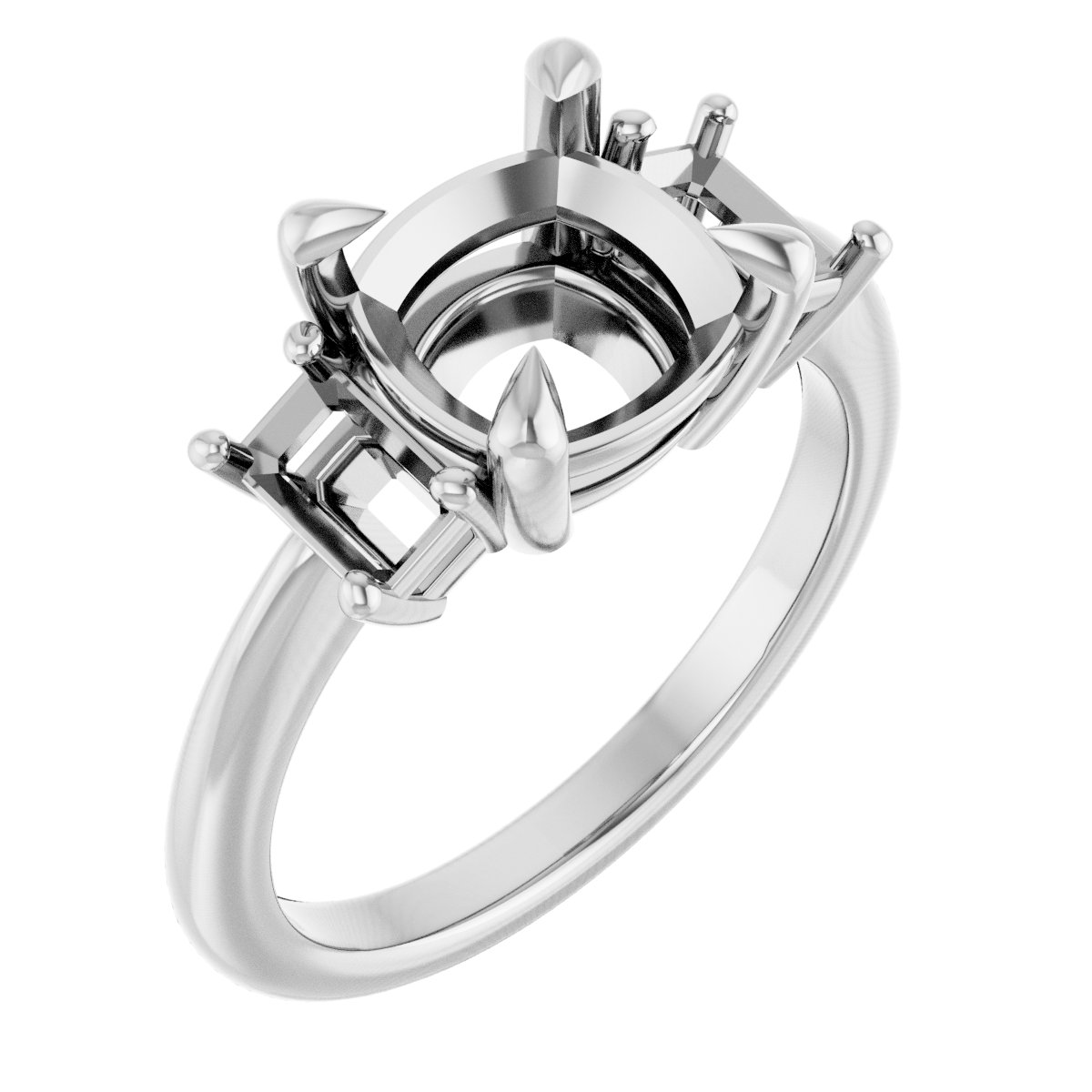 Claw-Prong Three-Stone Engagement Ring