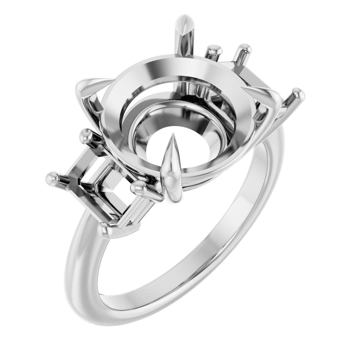 Claw-Prong Three-Stone Engagement Ring