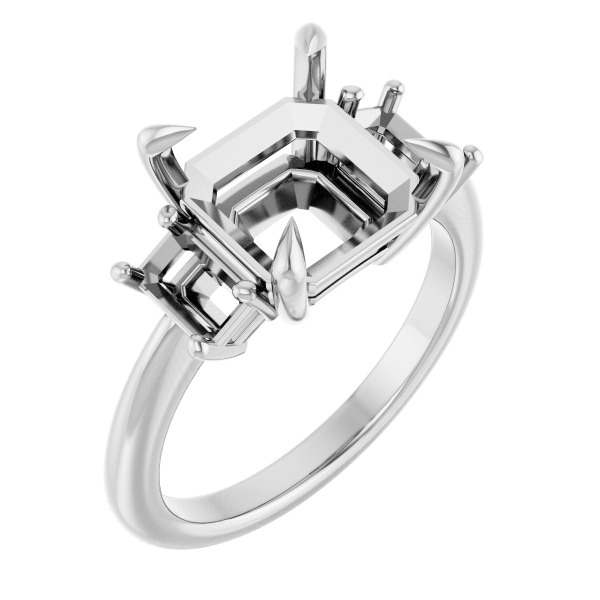 Claw-Prong Three-Stone Engagement Ring