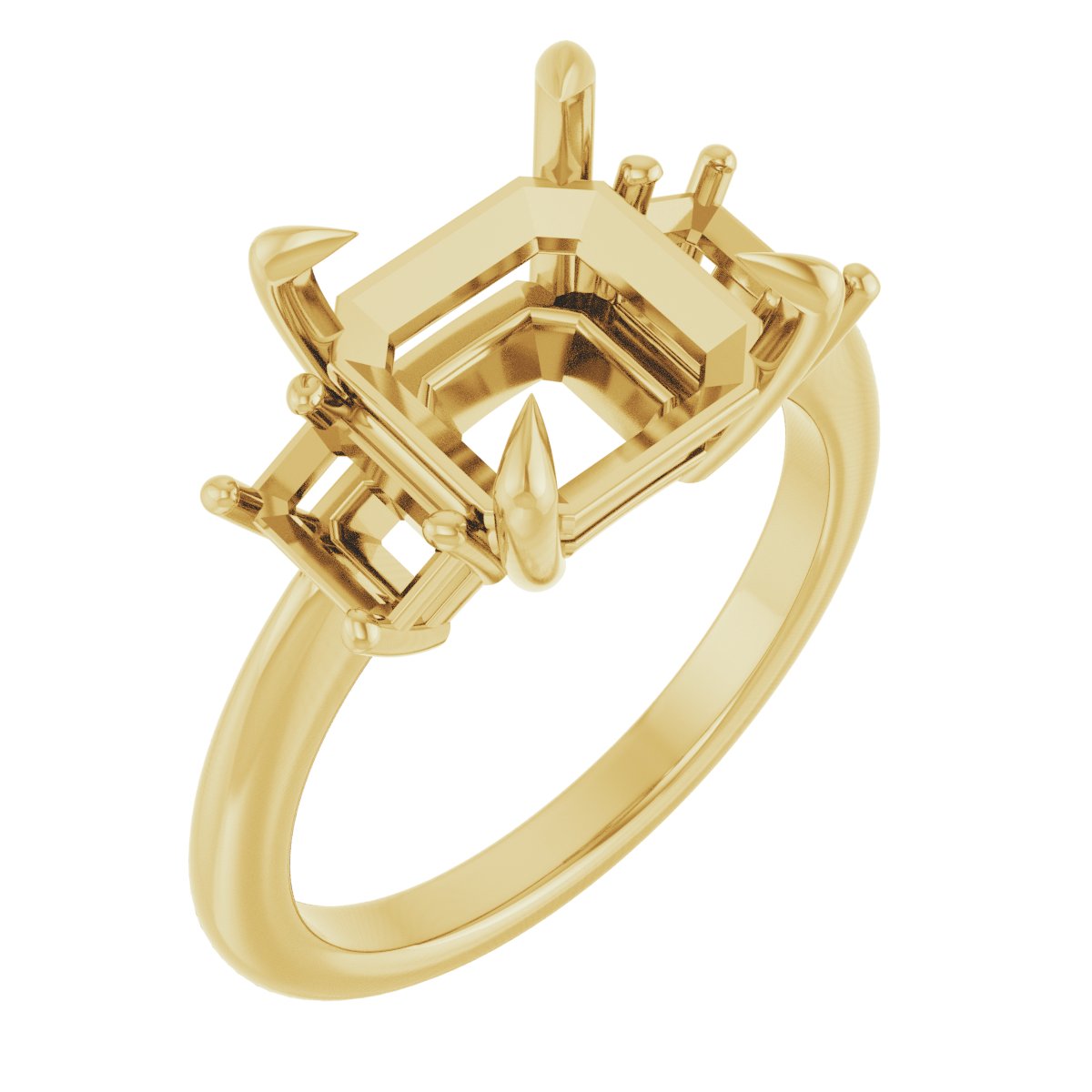Claw-Prong Three-Stone Engagement Ring