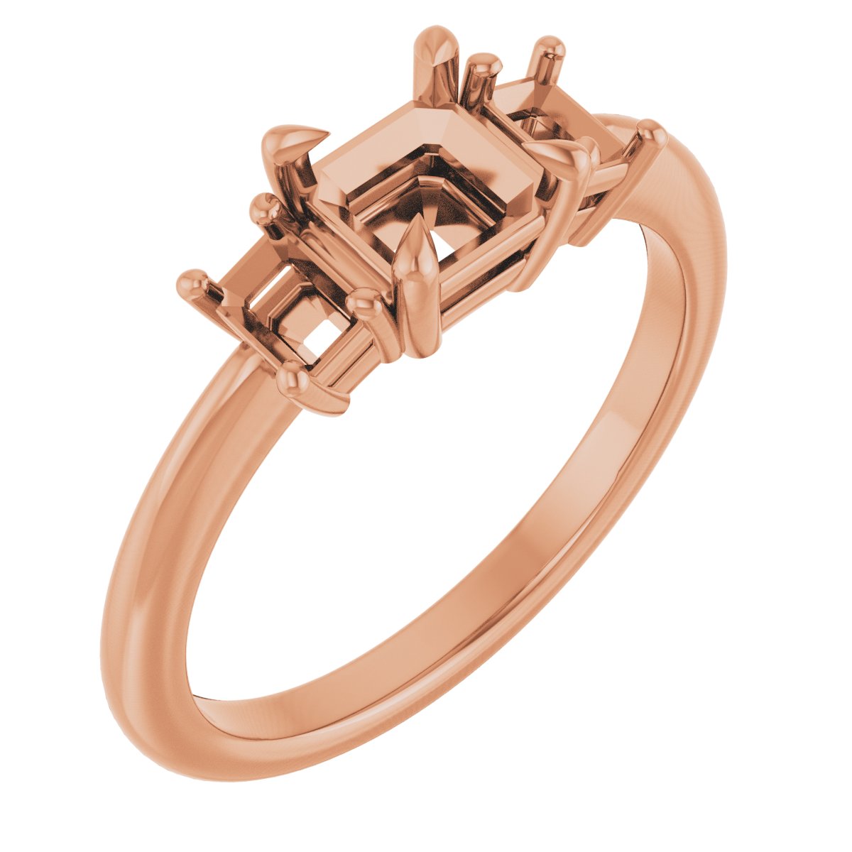Claw-Prong Three-Stone Engagement Ring