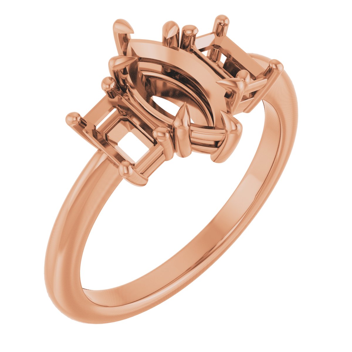 Claw-Prong Three-Stone Engagement Ring