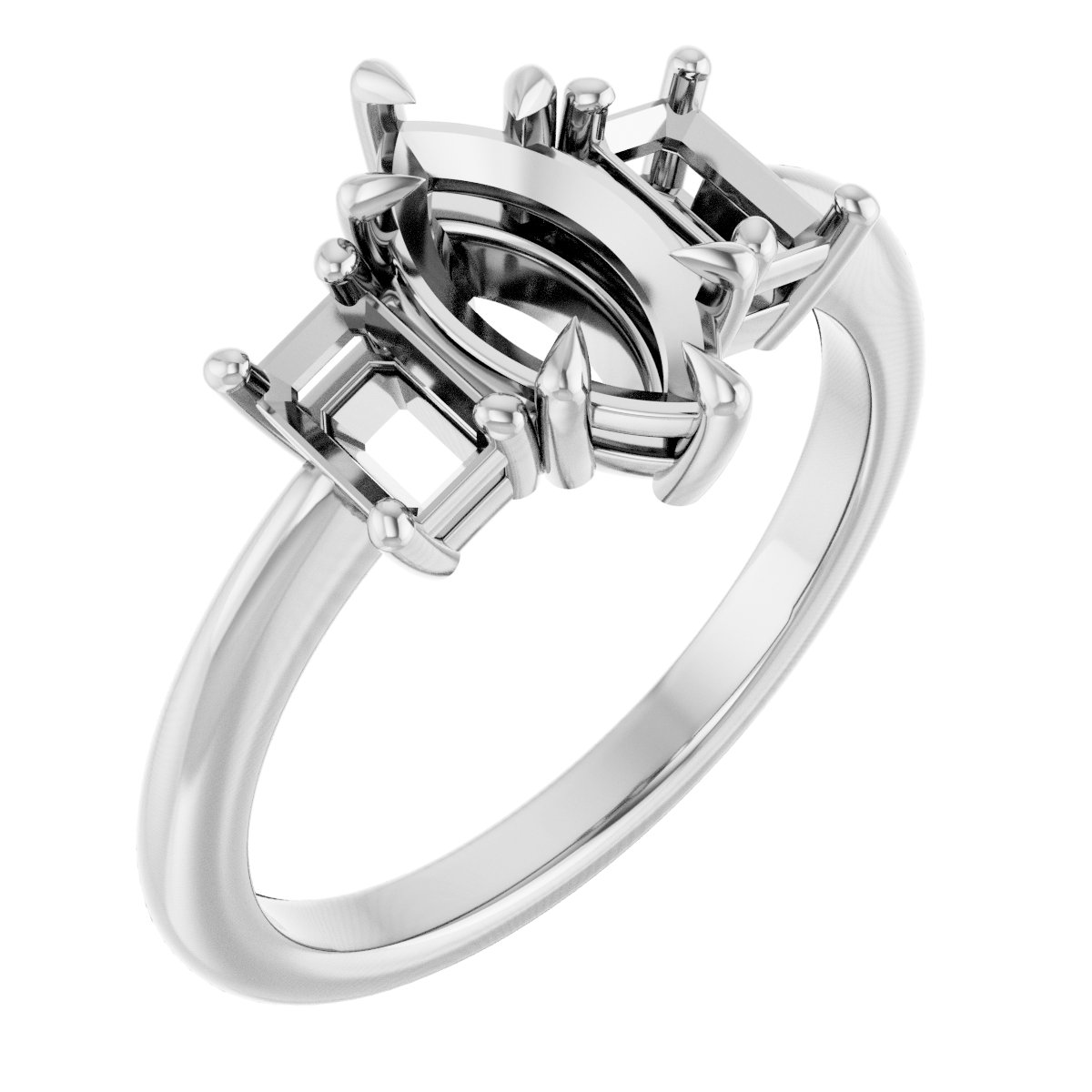 Claw-Prong Three-Stone Engagement Ring