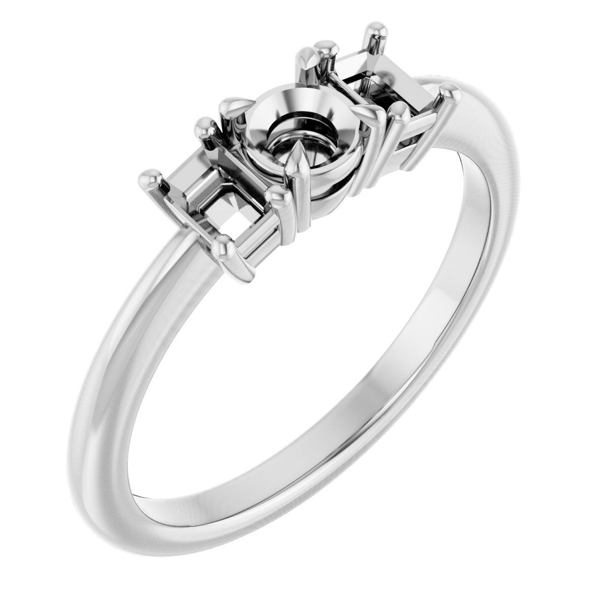 Claw-Prong Three-Stone Engagement Ring
