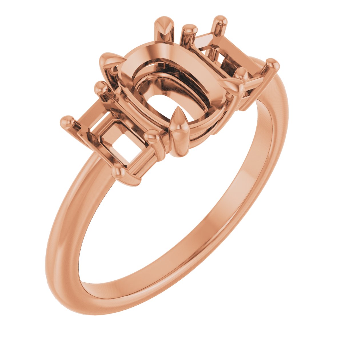 Claw-Prong Three-Stone Engagement Ring