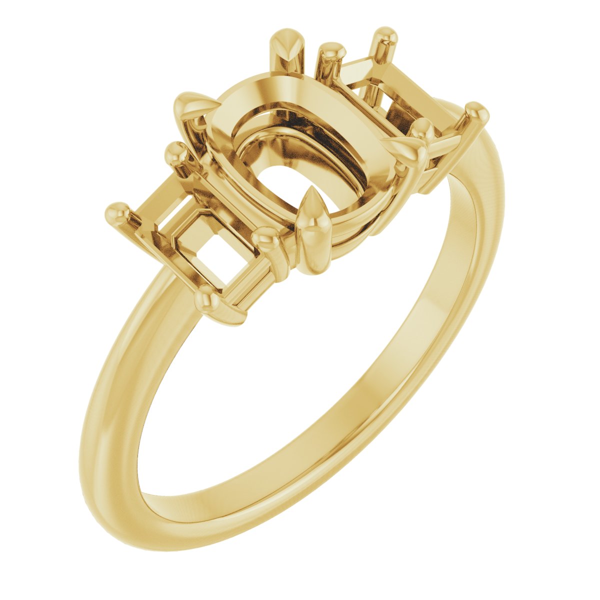 Claw-Prong Three-Stone Engagement Ring