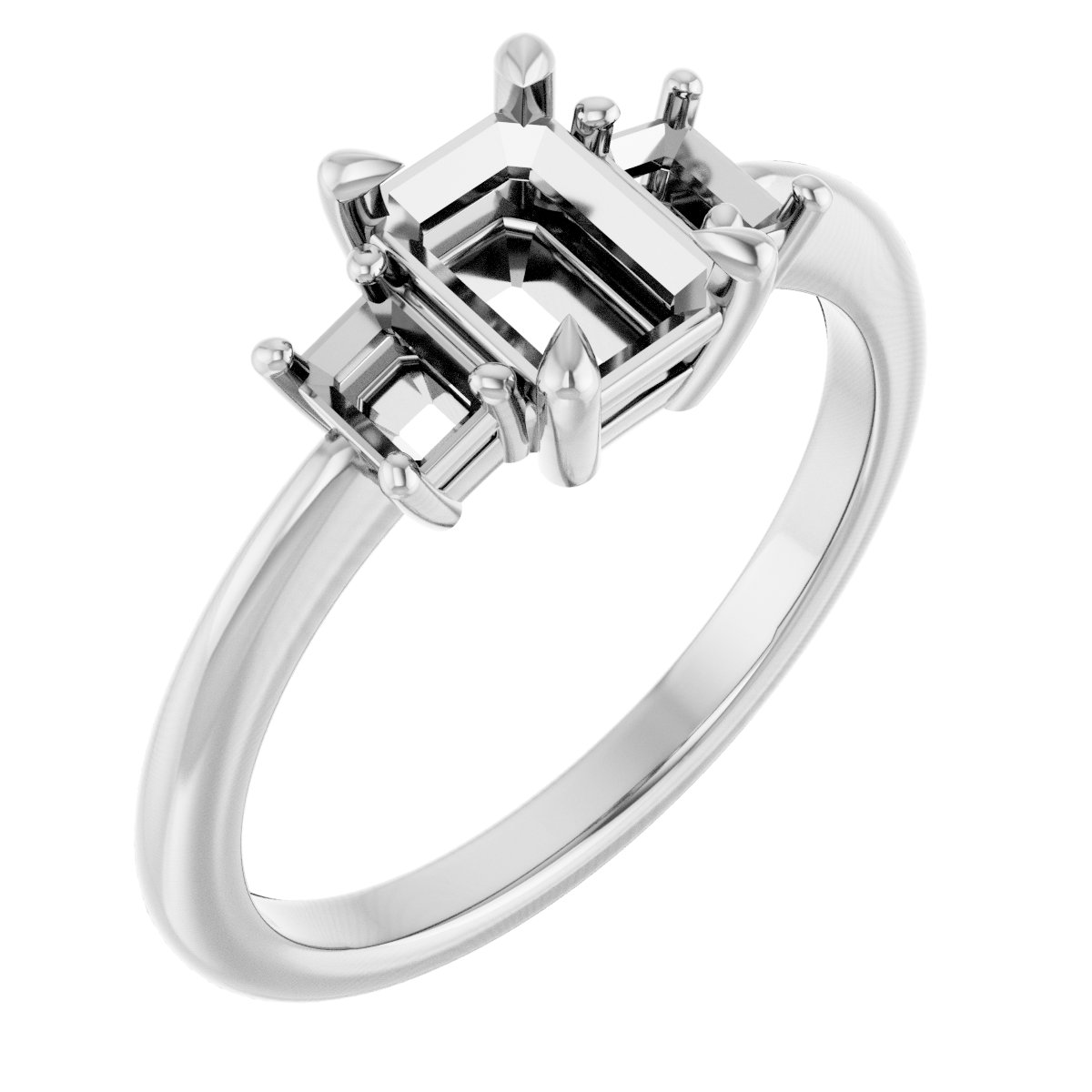 Claw-Prong Three-Stone Engagement Ring