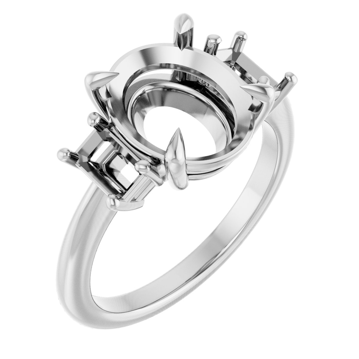 Claw-Prong Three-Stone Engagement Ring