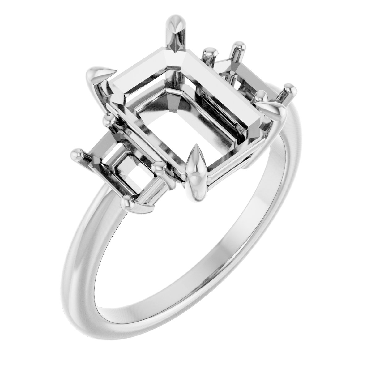 Claw-Prong Three-Stone Engagement Ring