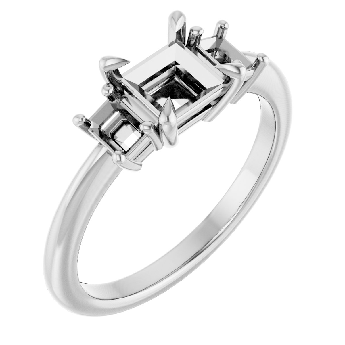Claw-Prong Three-Stone Engagement Ring
