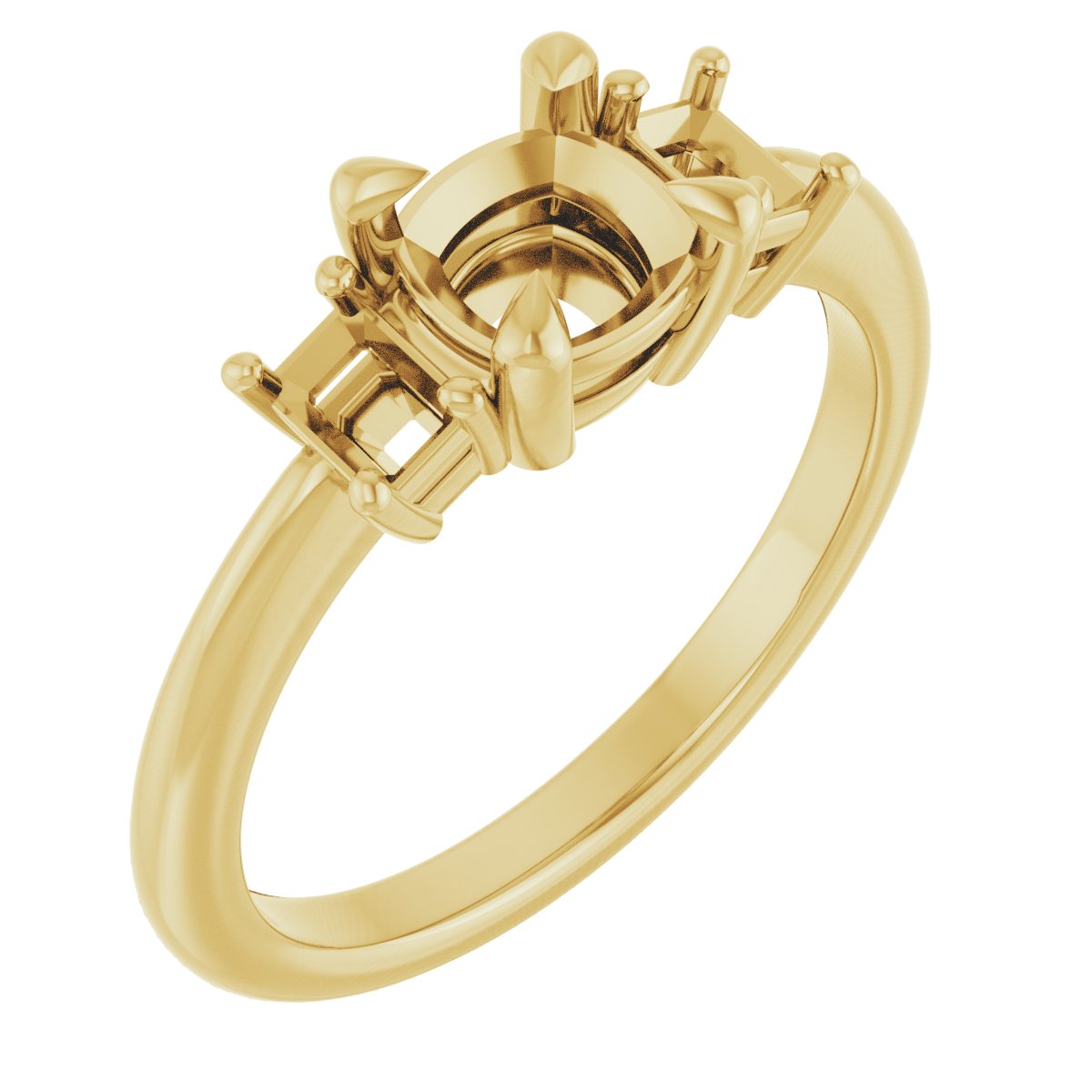 Claw-Prong Three-Stone Engagement Ring