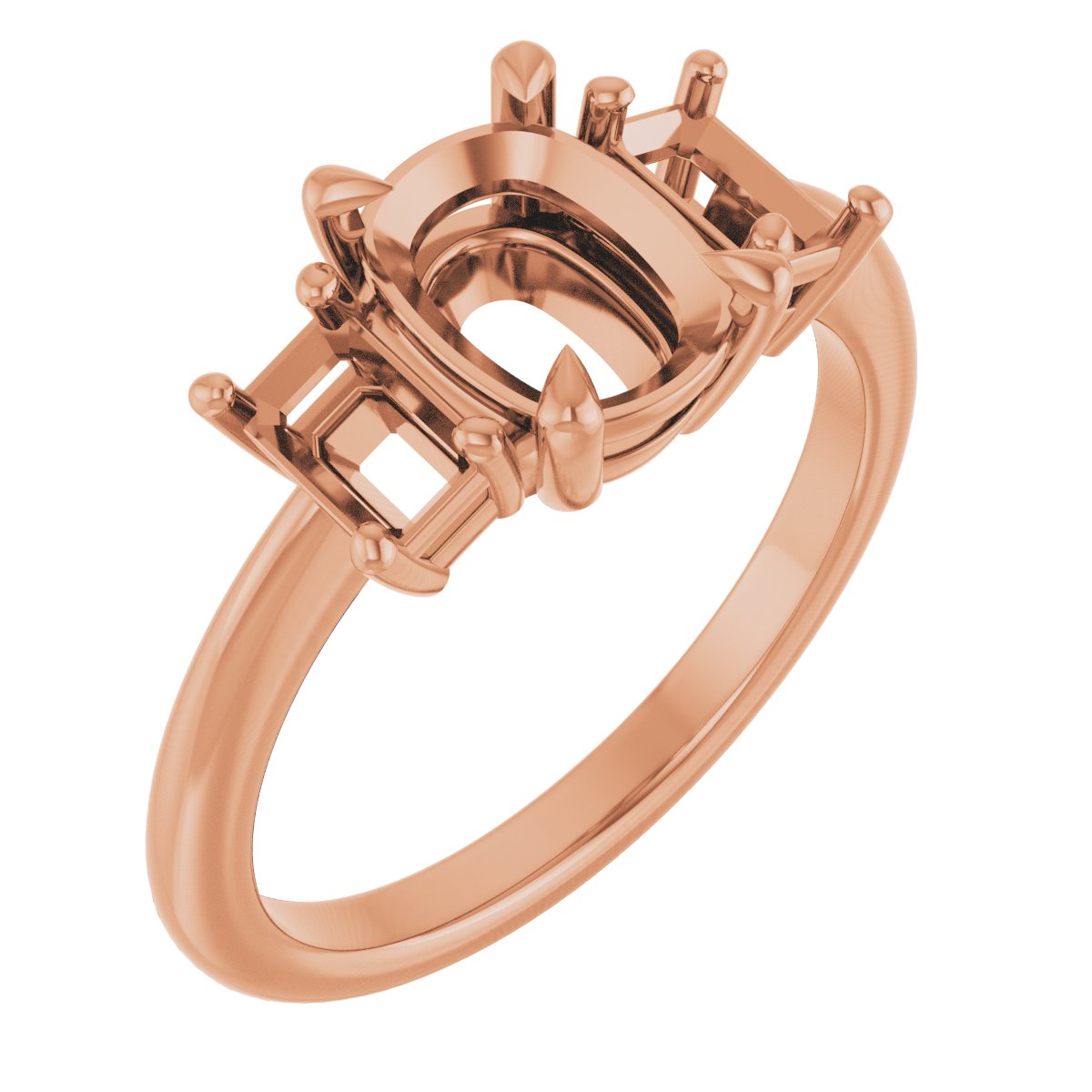 Claw-Prong Three-Stone Engagement Ring