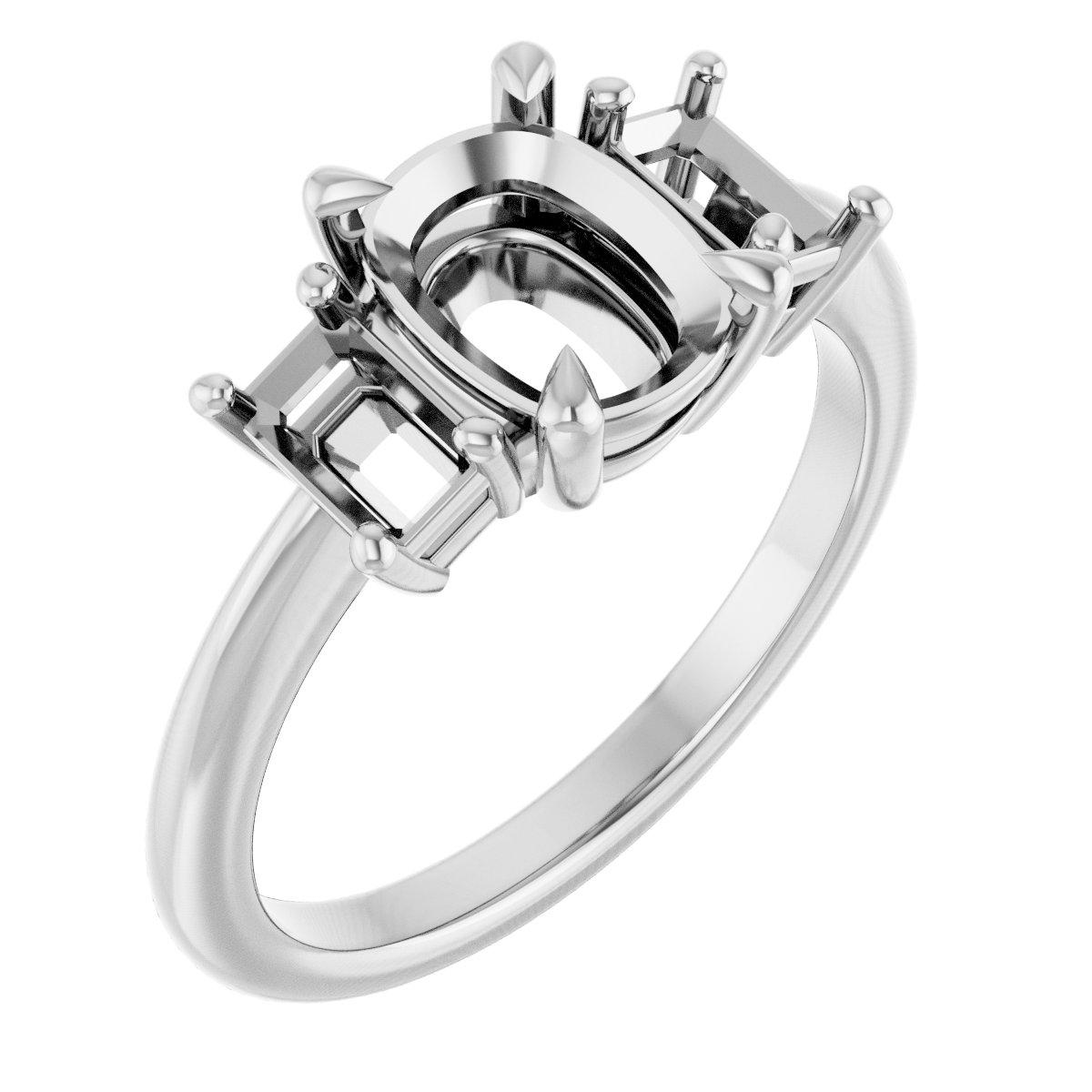 Claw-Prong Three-Stone Engagement Ring