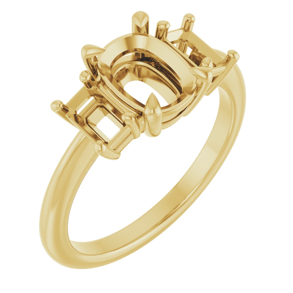 Claw-Prong Three-Stone Engagement Ring