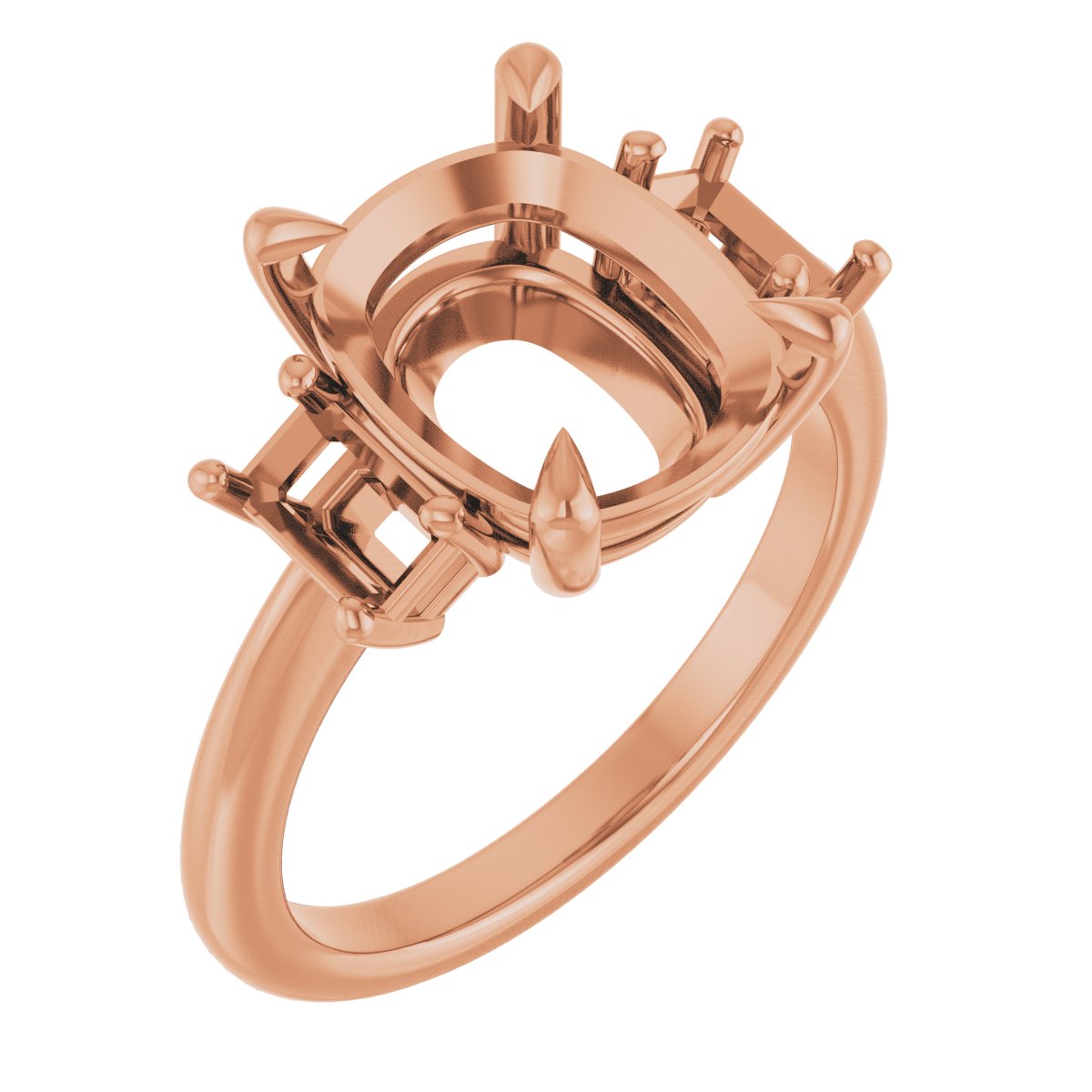 Claw-Prong Three-Stone Engagement Ring