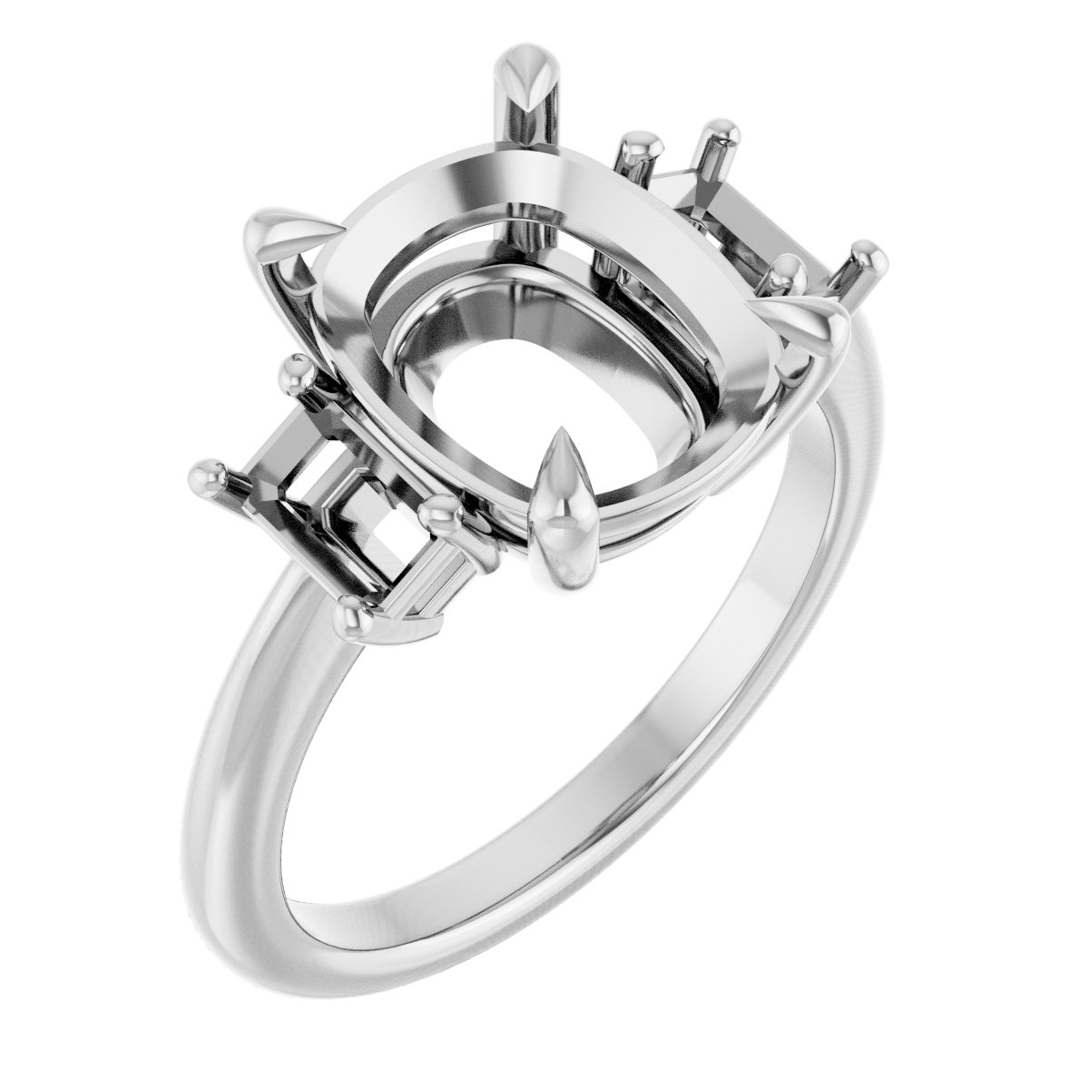 Claw-Prong Three-Stone Engagement Ring